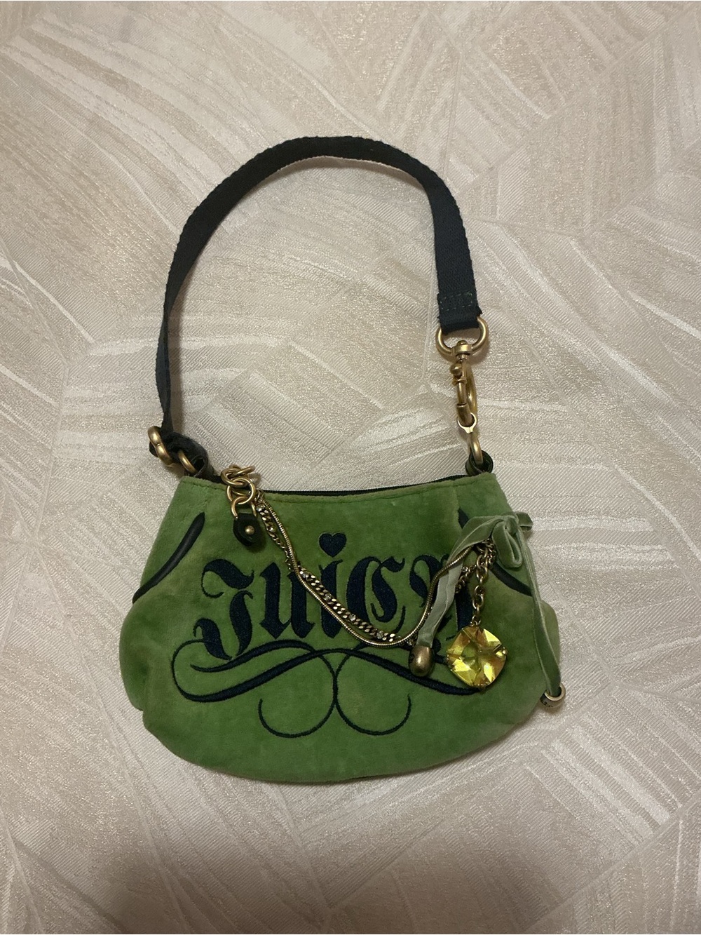Vintage Juicy Couture Green Velour Mini Wristlet Bag Y2K